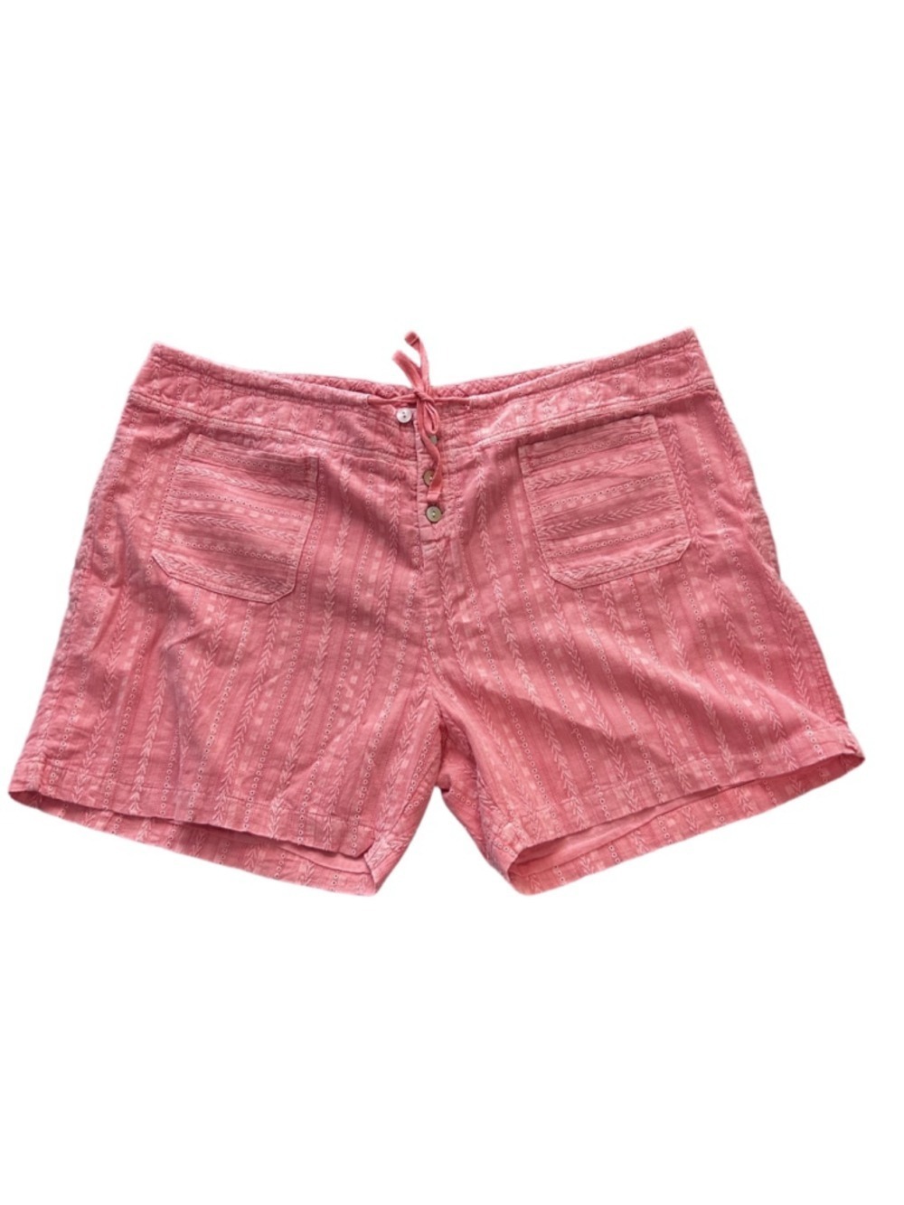 Sundance Embroidered Salmon Pink Boho Cotton Shorts XXL